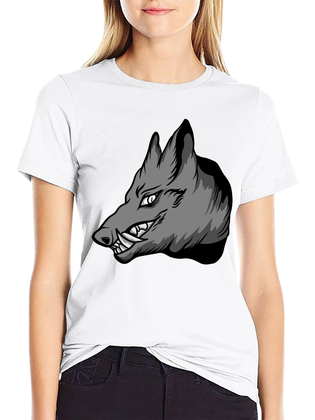 Black T-Shirt with Aggressive Boar Graphic