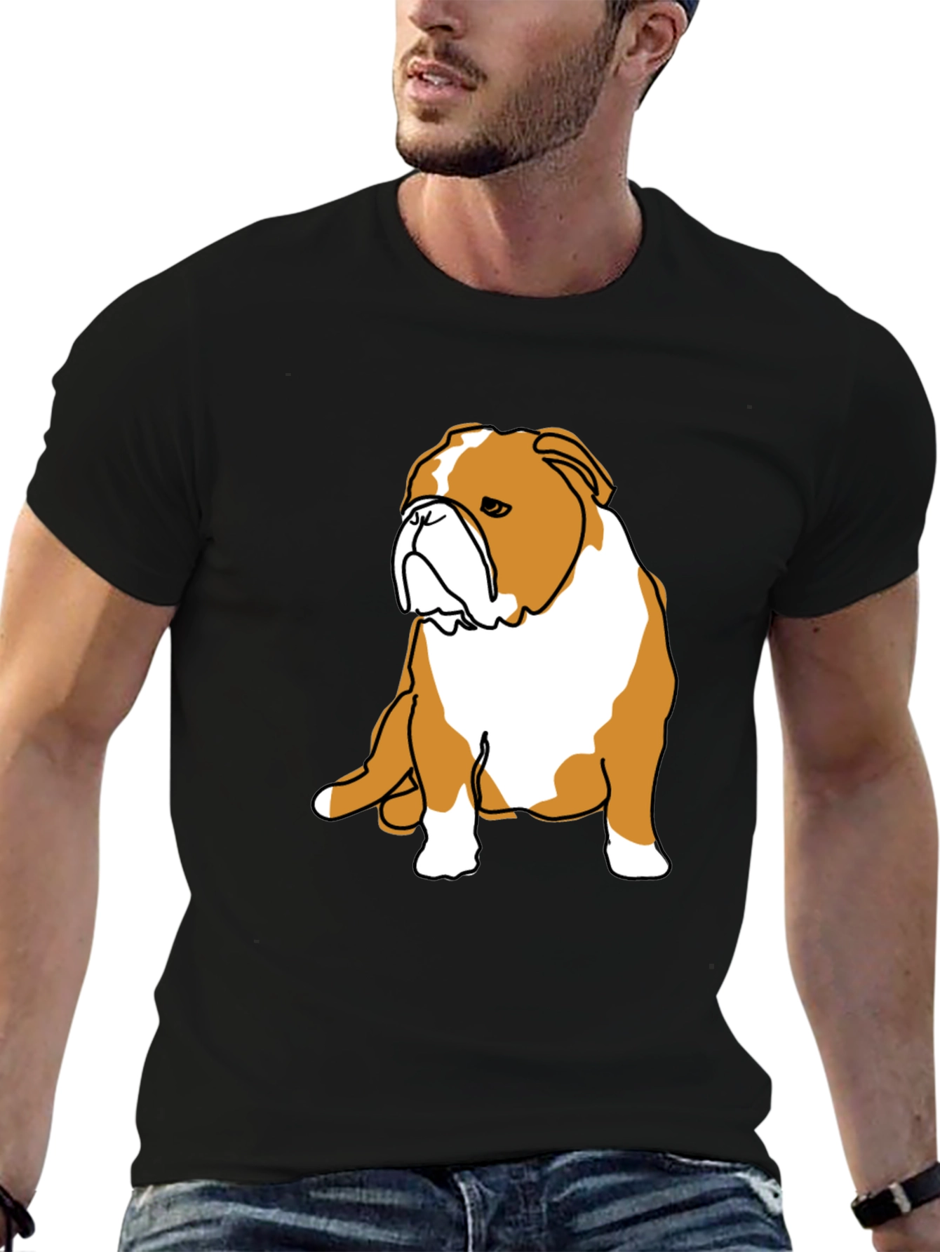 Bulldog Graphic Print Black T-Shirt