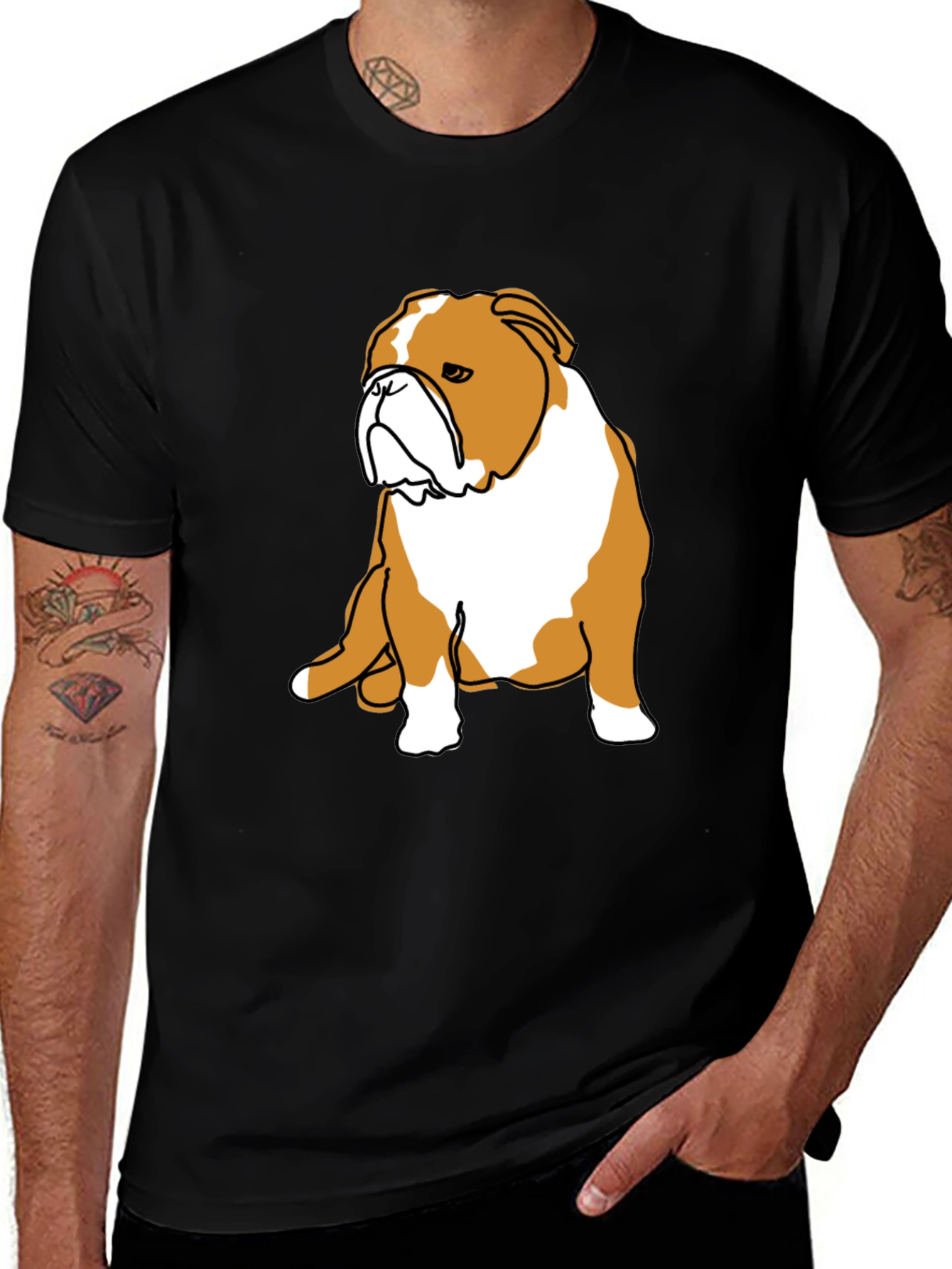 Bulldog Graphic Print Black T-Shirt