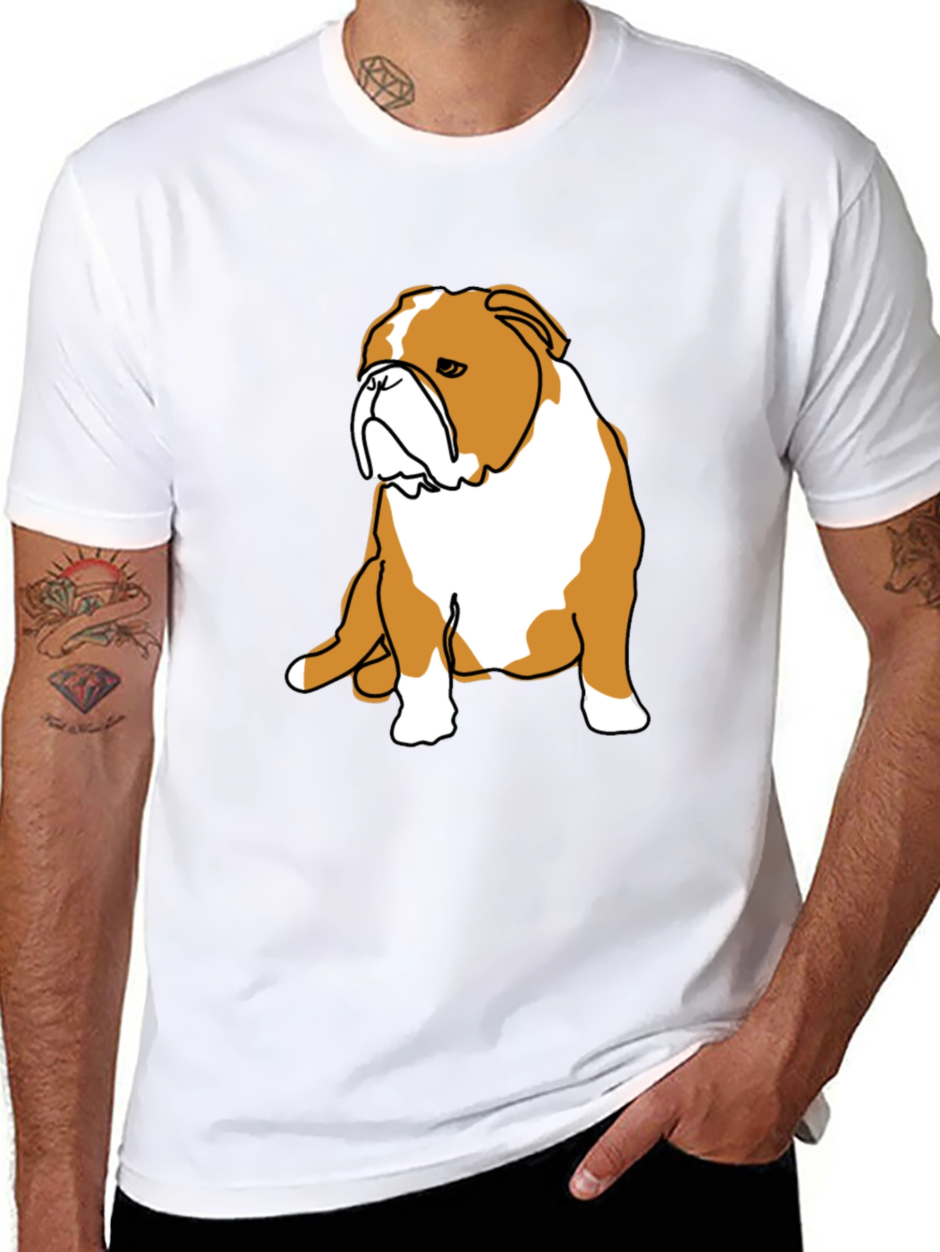 Bulldog Graphic Print Black T-Shirt