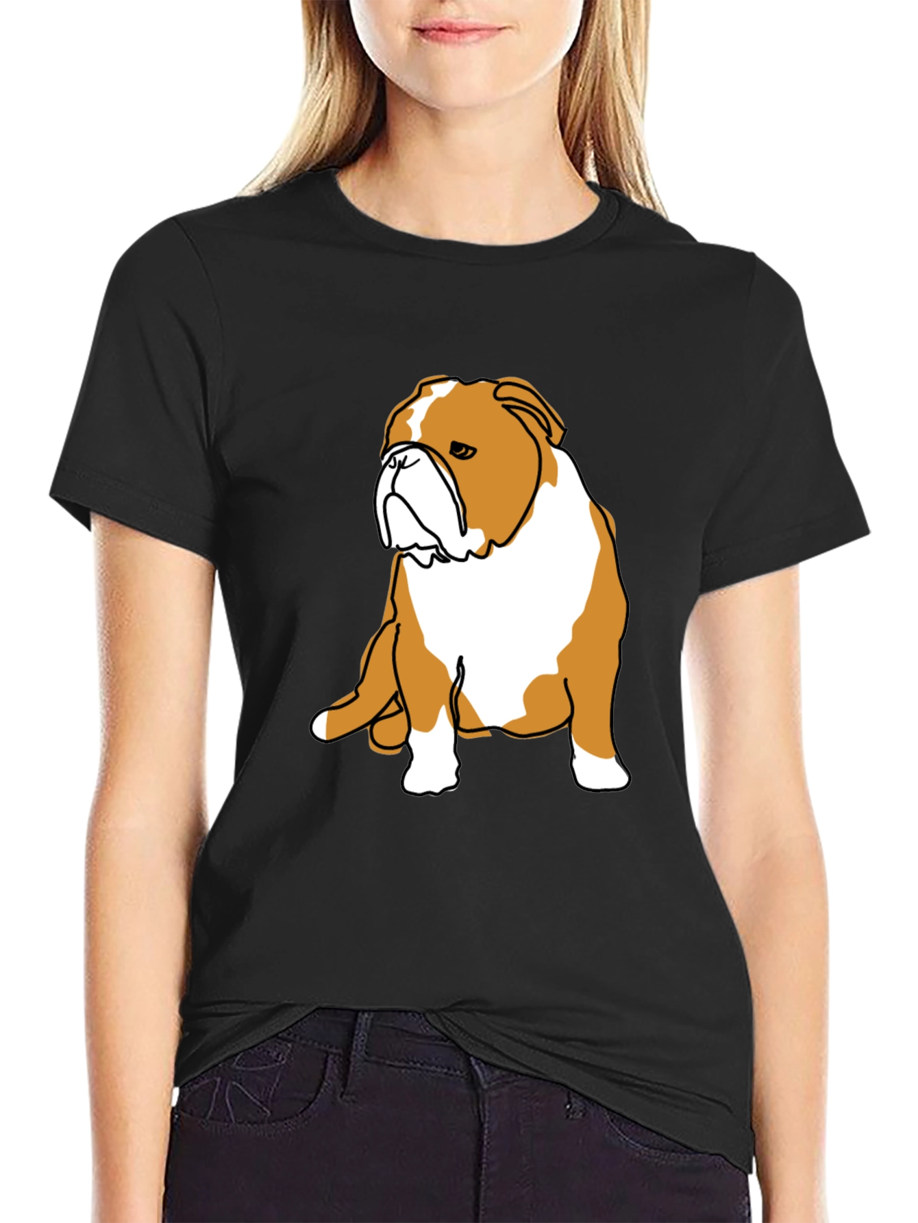 Bulldog Graphic Print Black T-Shirt
