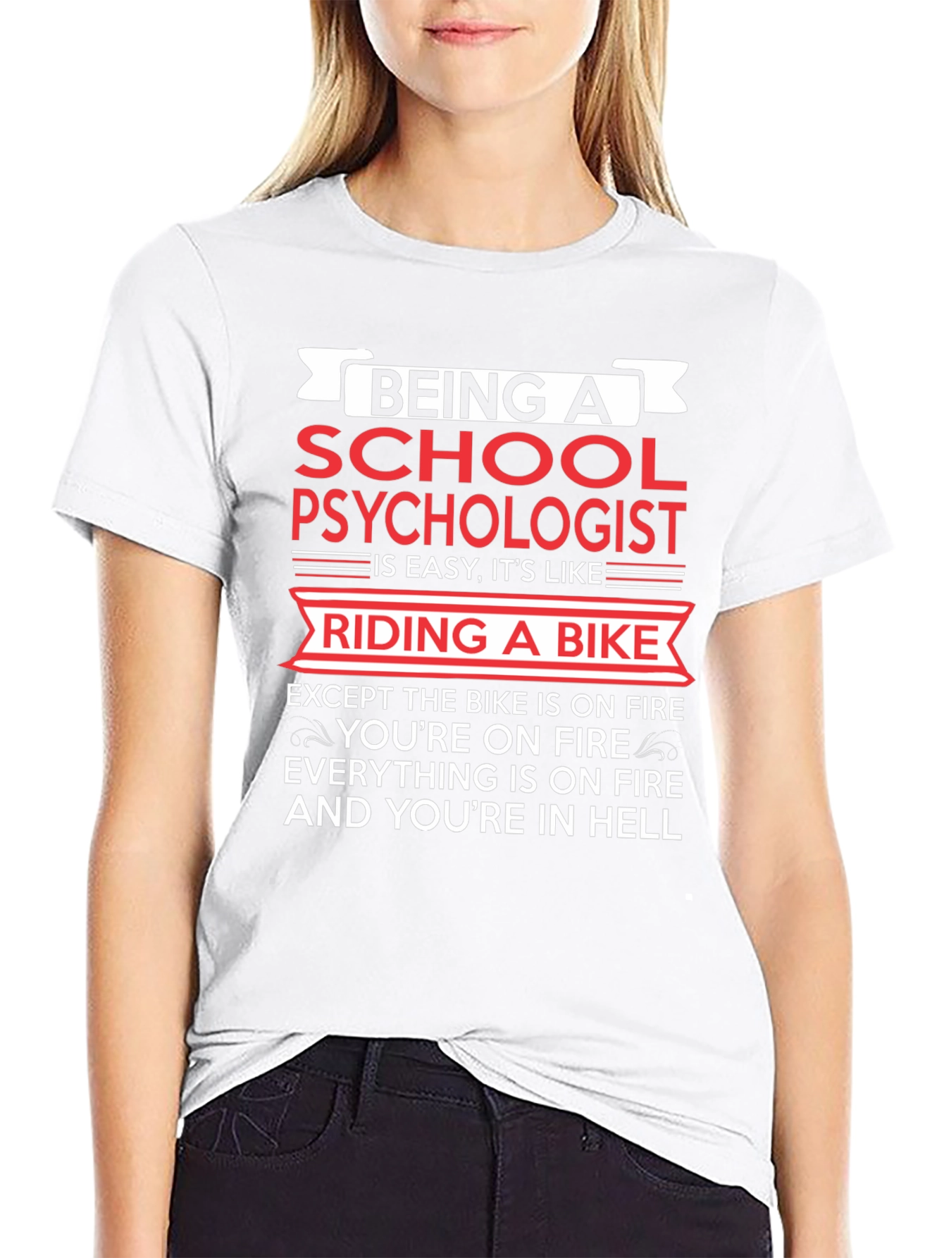 School Psychologist T-Shirt - Riding a Bike in Hell