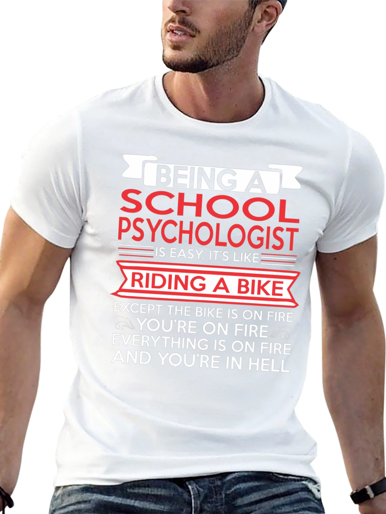 School Psychologist T-Shirt - Riding a Bike in Hell