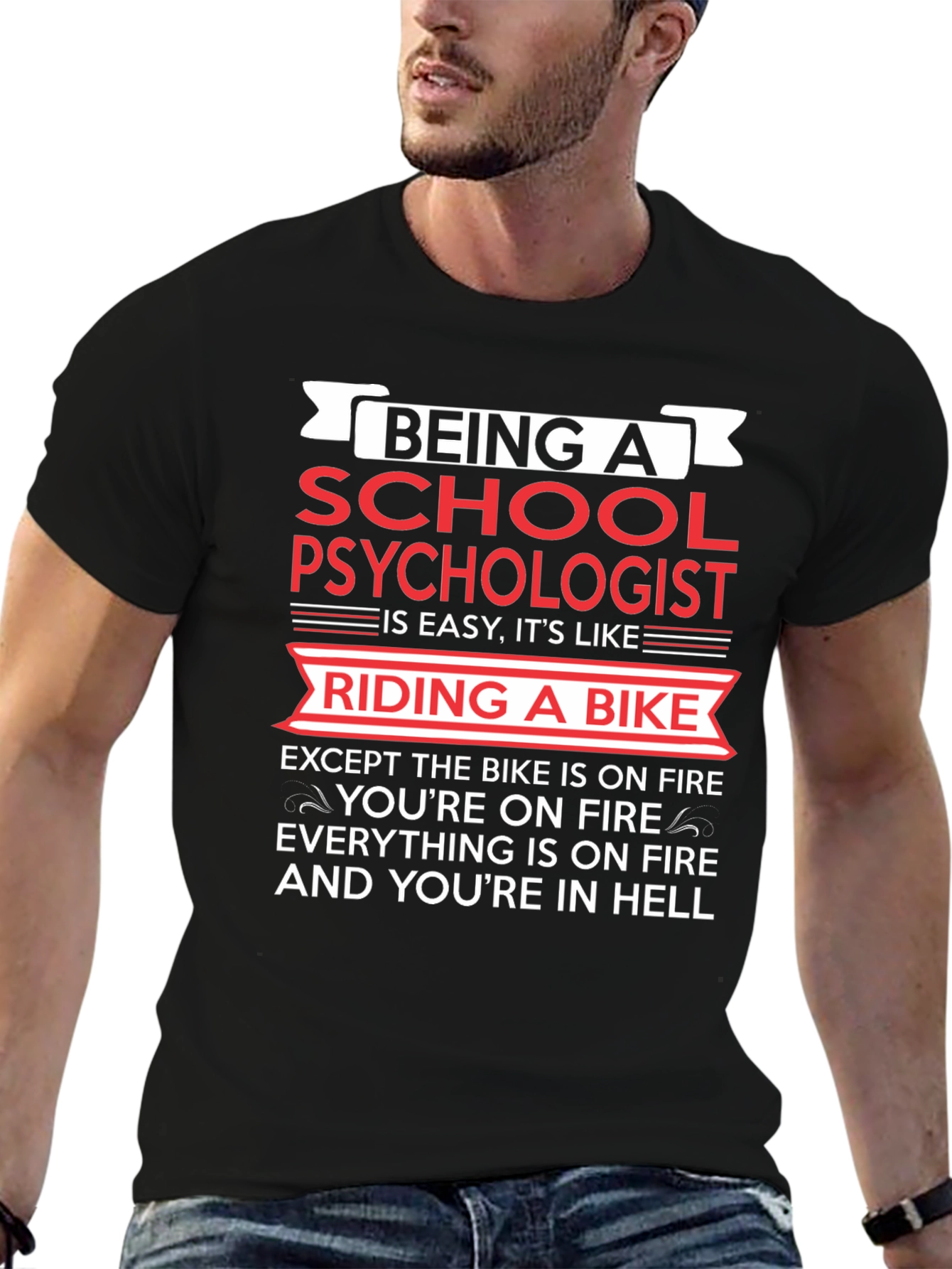 School Psychologist T-Shirt - Riding a Bike in Hell