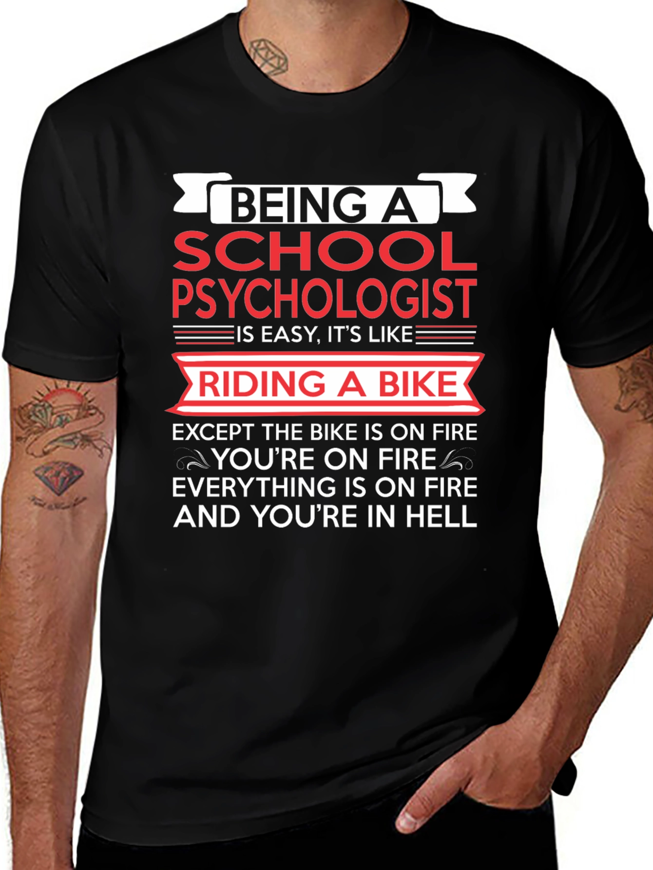 School Psychologist T-Shirt - Riding a Bike in Hell