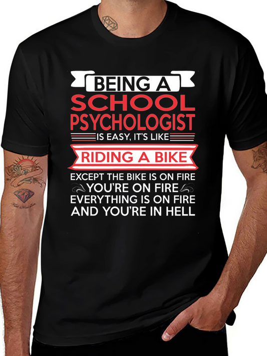 School Psychologist T-Shirt - Riding a Bike in Hell