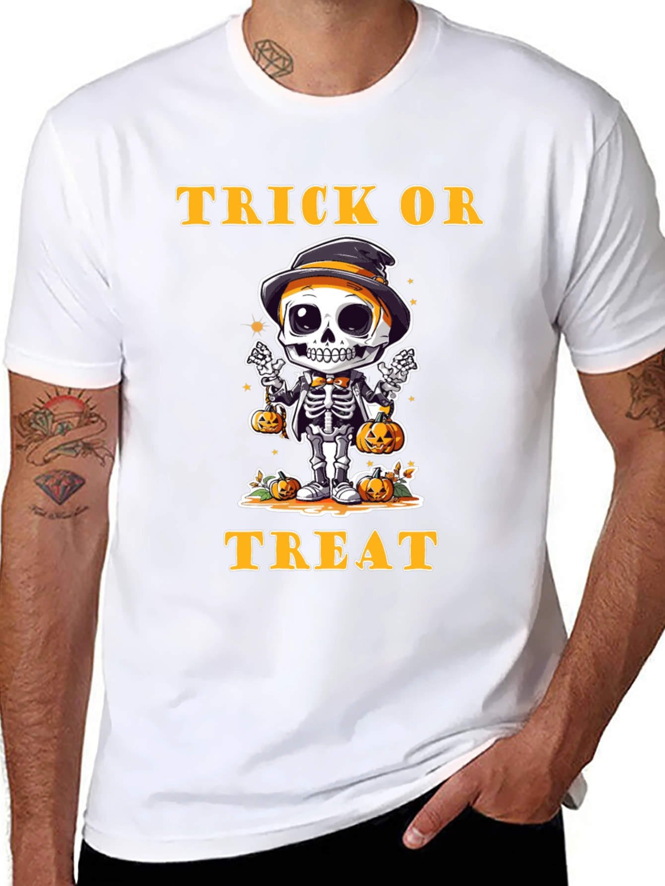 Trick or Treat Skeleton T-Shirt - Halloween Apparel