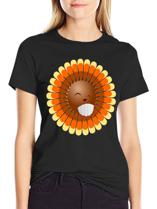 Fun Thanksgiving Turkey Face Graphic Tee
