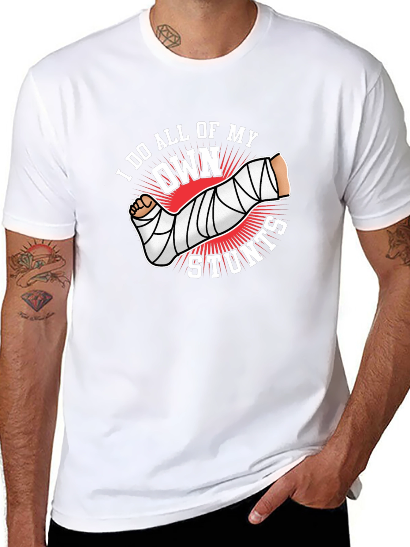 I Do All My Own Stunts Black Graphic Tee