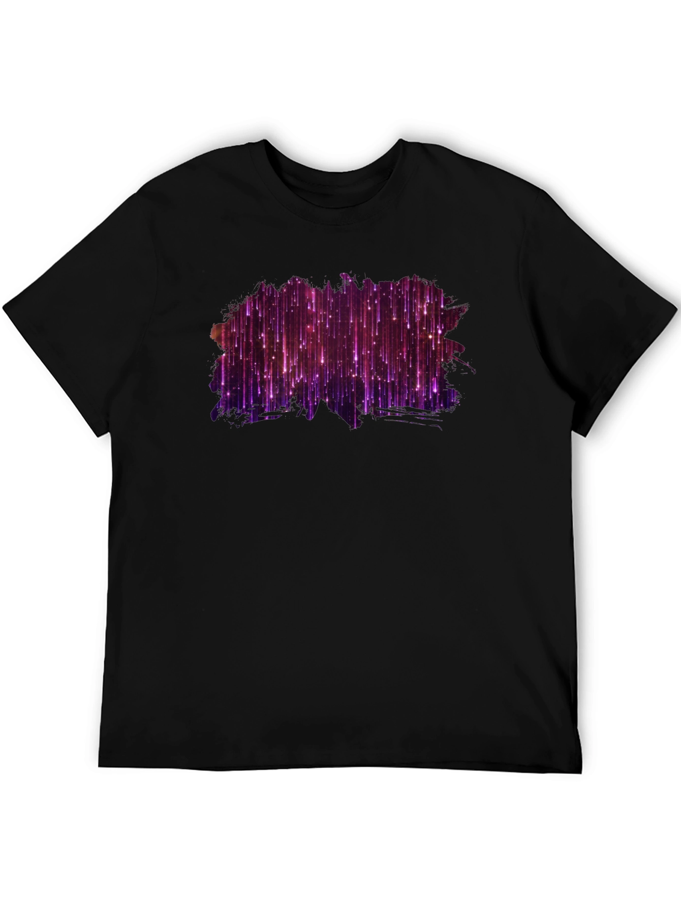 Stylish Black Tee with Abstract Purple Light Design