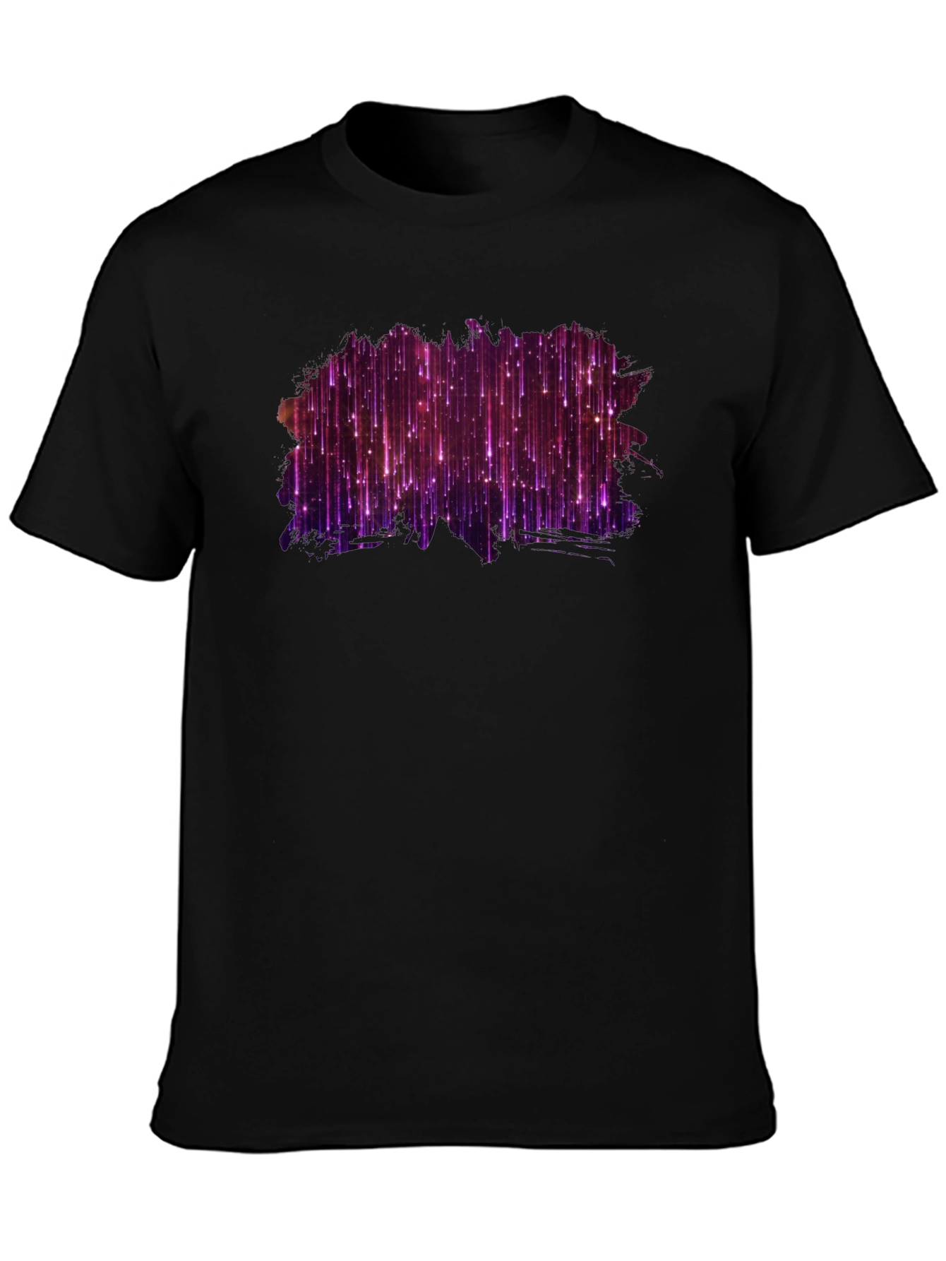 Stylish Black Tee with Abstract Purple Light Design