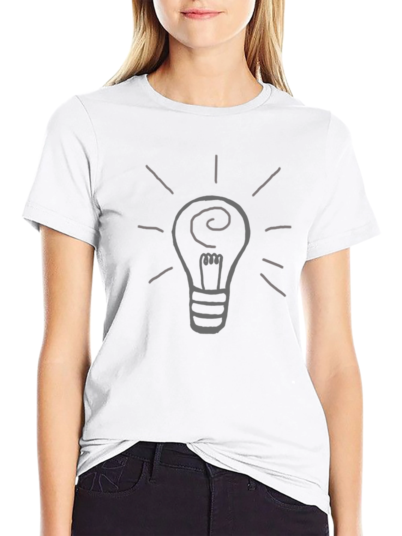 Idea Bulb Graphic Tee - Black Cotton Blend