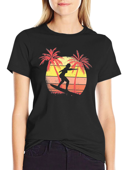 Retro Surfer T-Shirt | Palm Tree Sunset Graphic Tee
