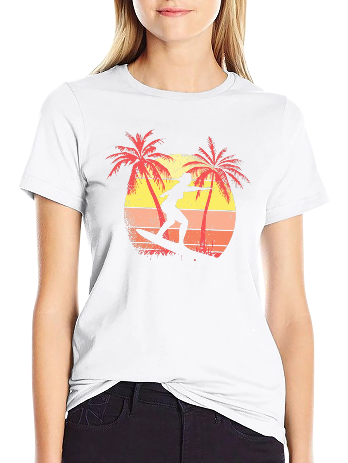 Retro Surfer T-Shirt | Palm Tree Sunset Graphic Tee