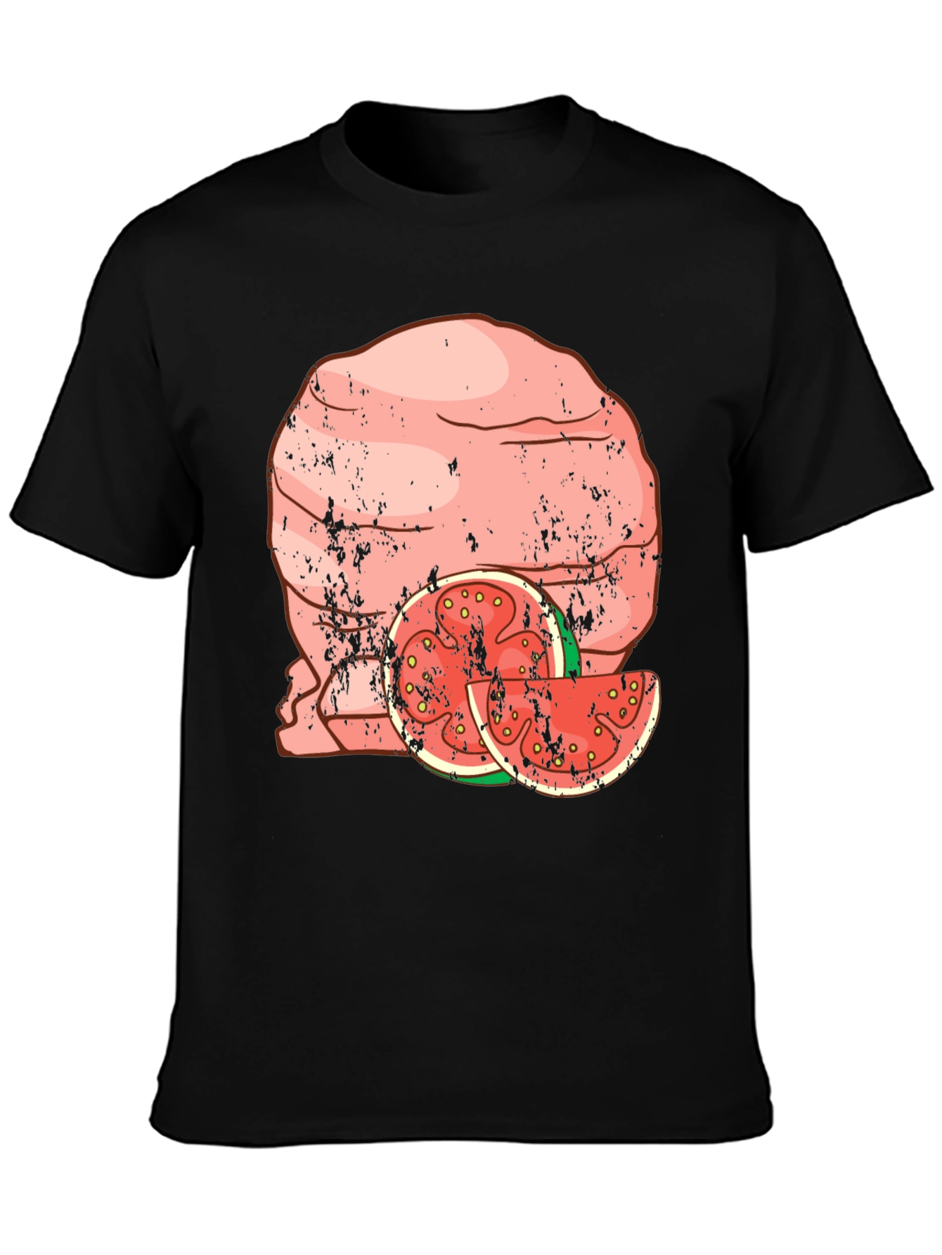 Funny Meatball Watermelon Graphic Tee - Black