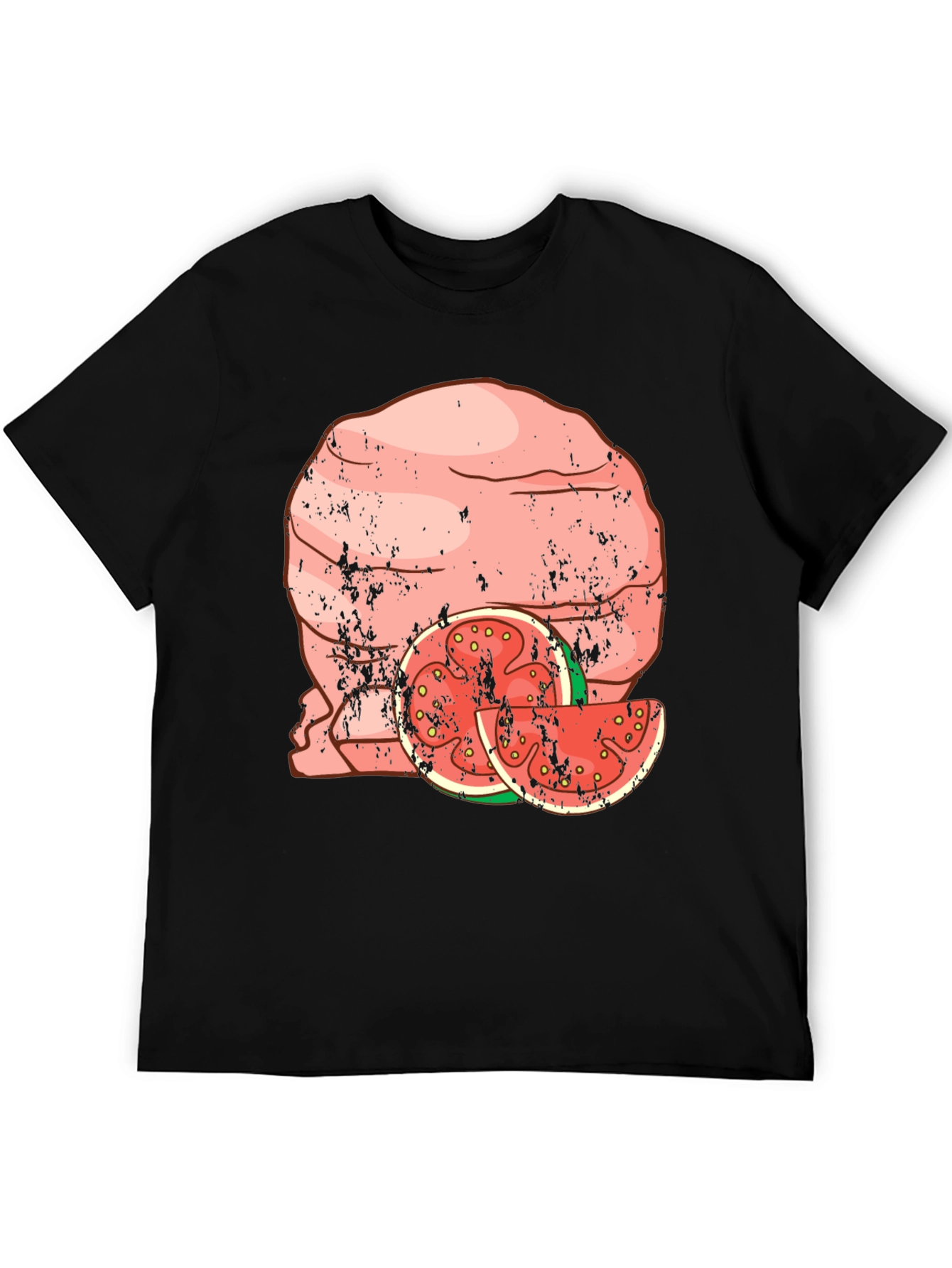 Funny Meatball Watermelon Graphic Tee - Black