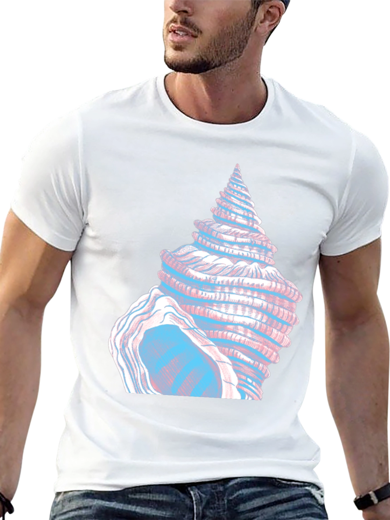 Seashell Graphic Tee - Black Cotton T-Shirt