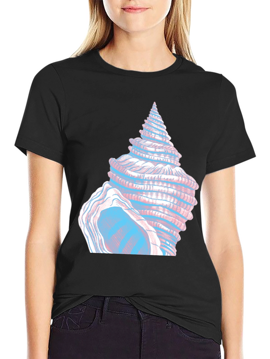 Seashell Graphic Tee - Black Cotton T-Shirt