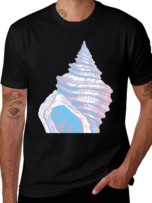 Seashell Graphic Tee - Black Cotton T-Shirt