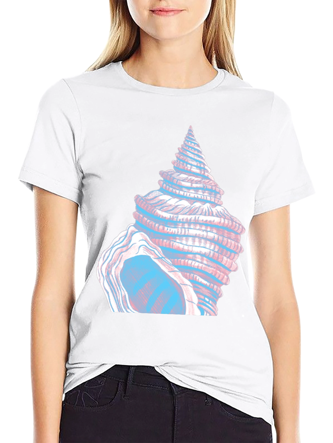 Seashell Graphic Tee - Black Cotton T-Shirt