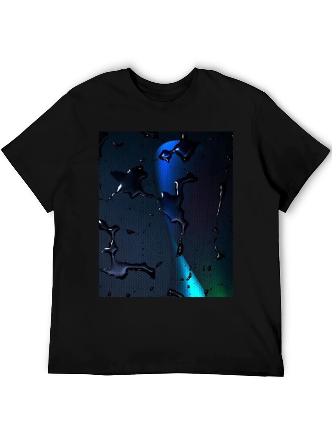 Abstract Water Drop Design Tee - Black
