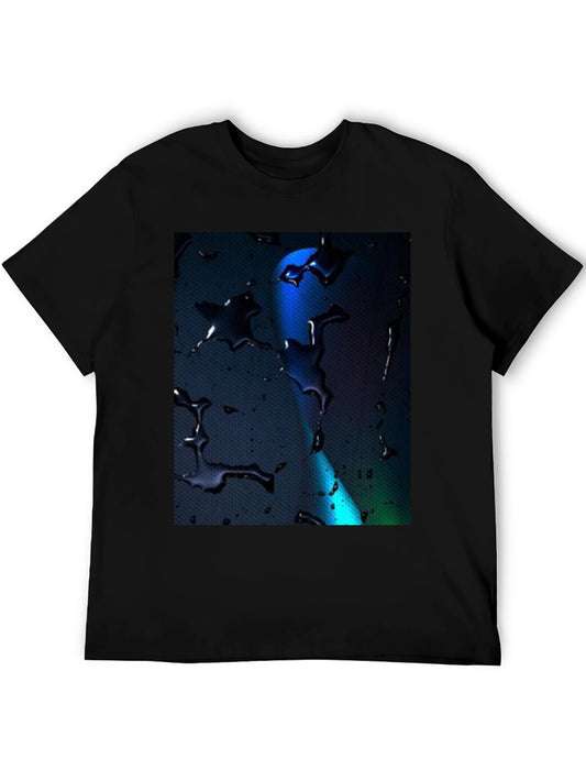 Abstract Water Drop Design Tee - Black