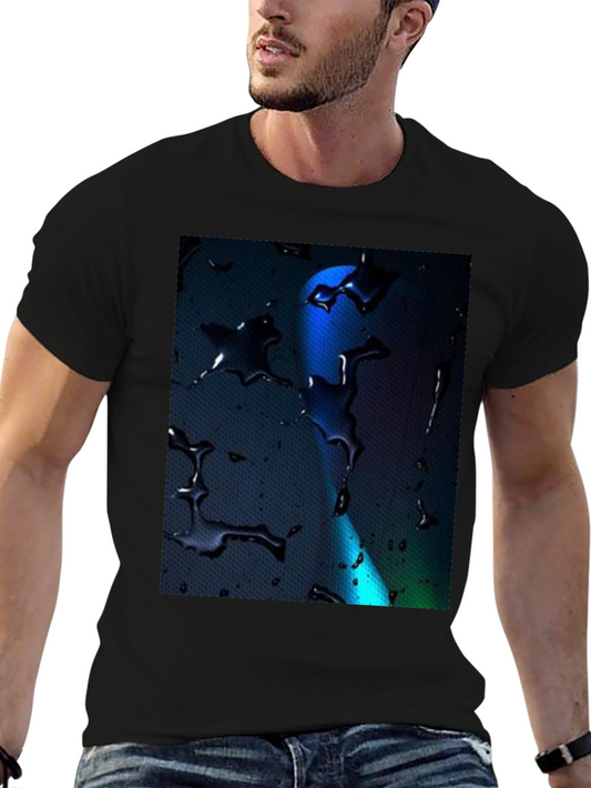 Abstract Water Drop Design Tee - Black