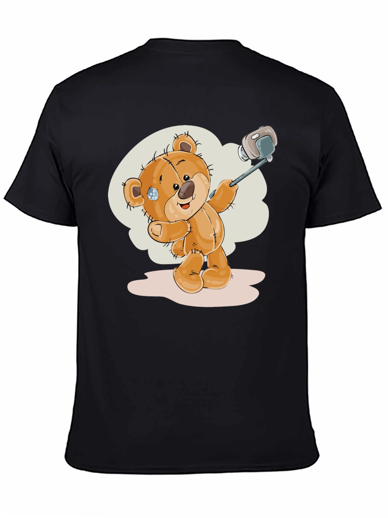 Teddy Bear Selfie T-Shirt - Black Cotton Tee