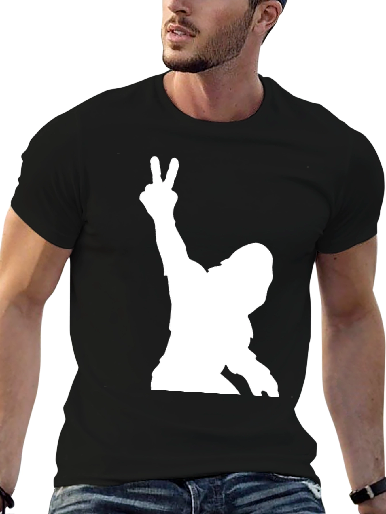 Peace Sign Silhouette Graphic Tee - Black