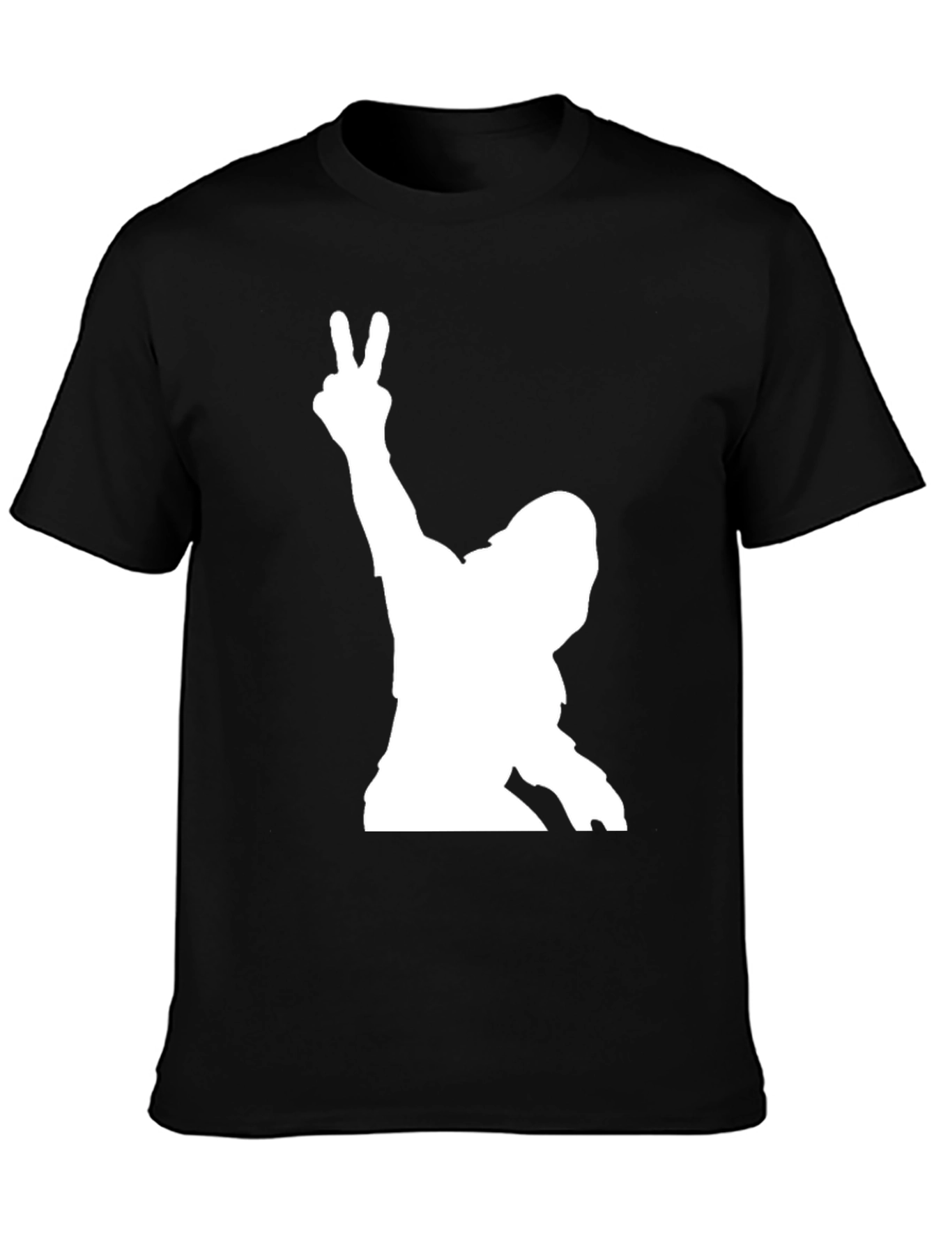 Peace Sign Silhouette Graphic Tee - Black