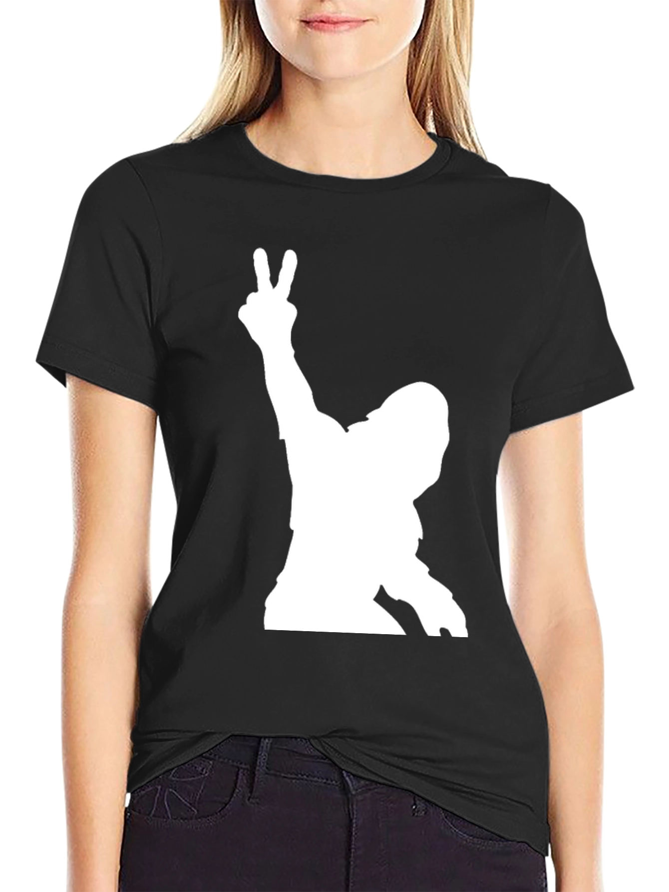 Peace Sign Silhouette Graphic Tee - Black