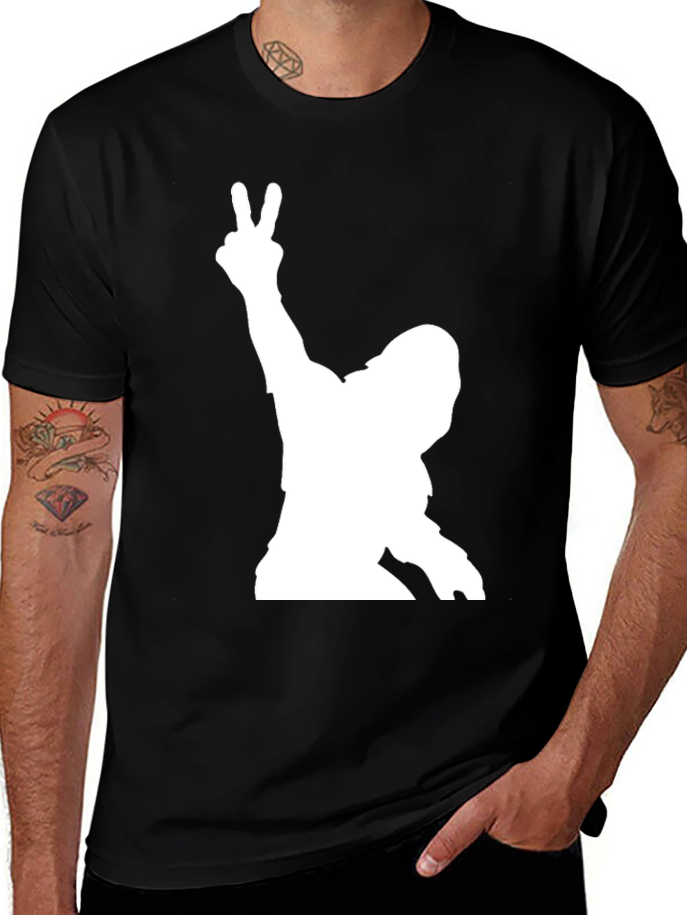 Peace Sign Silhouette Graphic Tee - Black