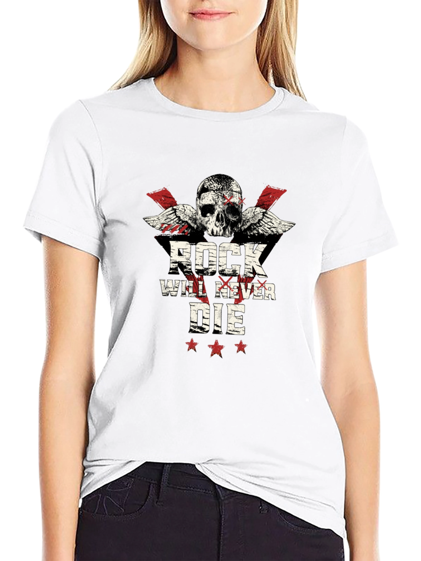 Rock Will Never Die Skull T-Shirt