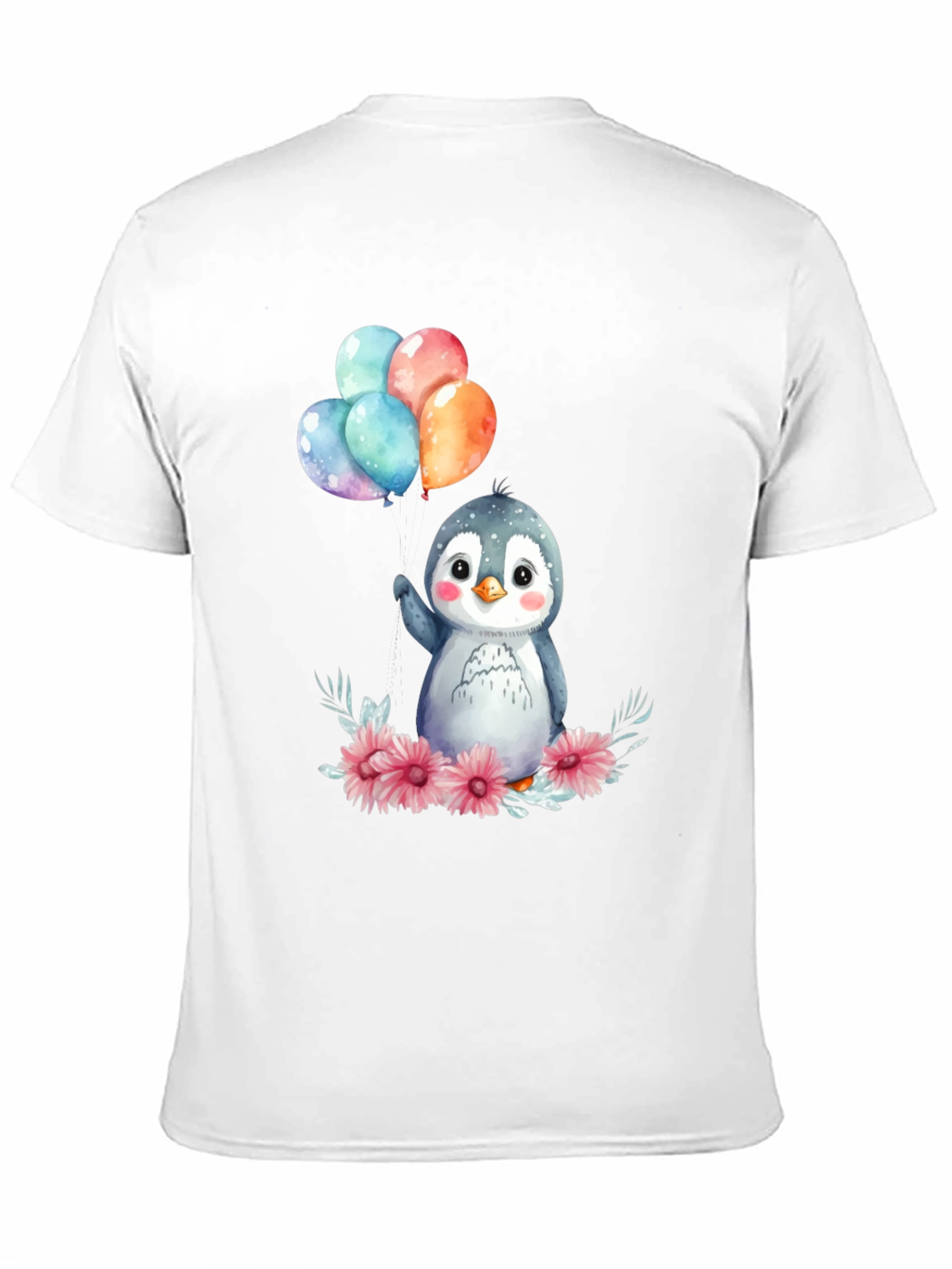 Cute Penguin with Balloons Graphic Tee