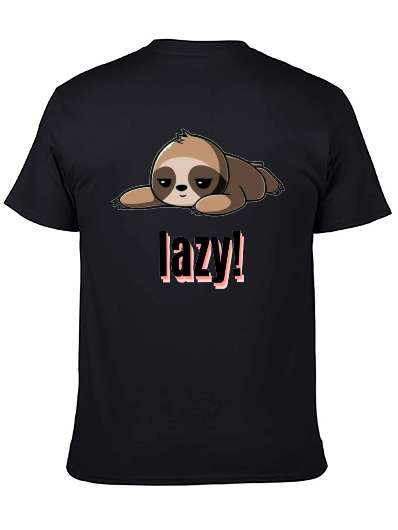 Lazy Sloth Graphic Tee - Black Cotton Blend