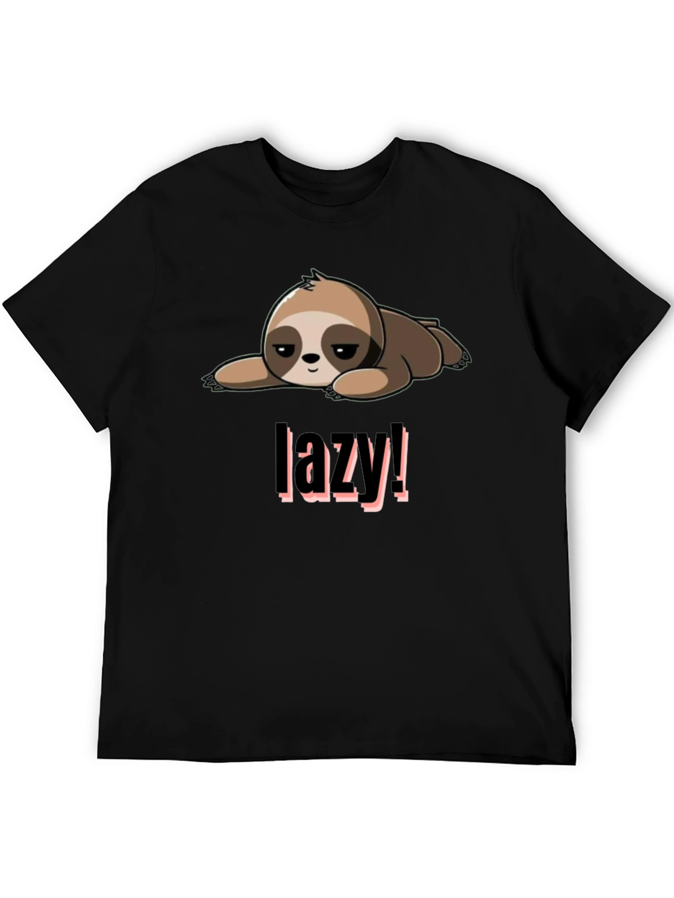 Lazy Sloth Graphic Tee - Black Cotton Blend