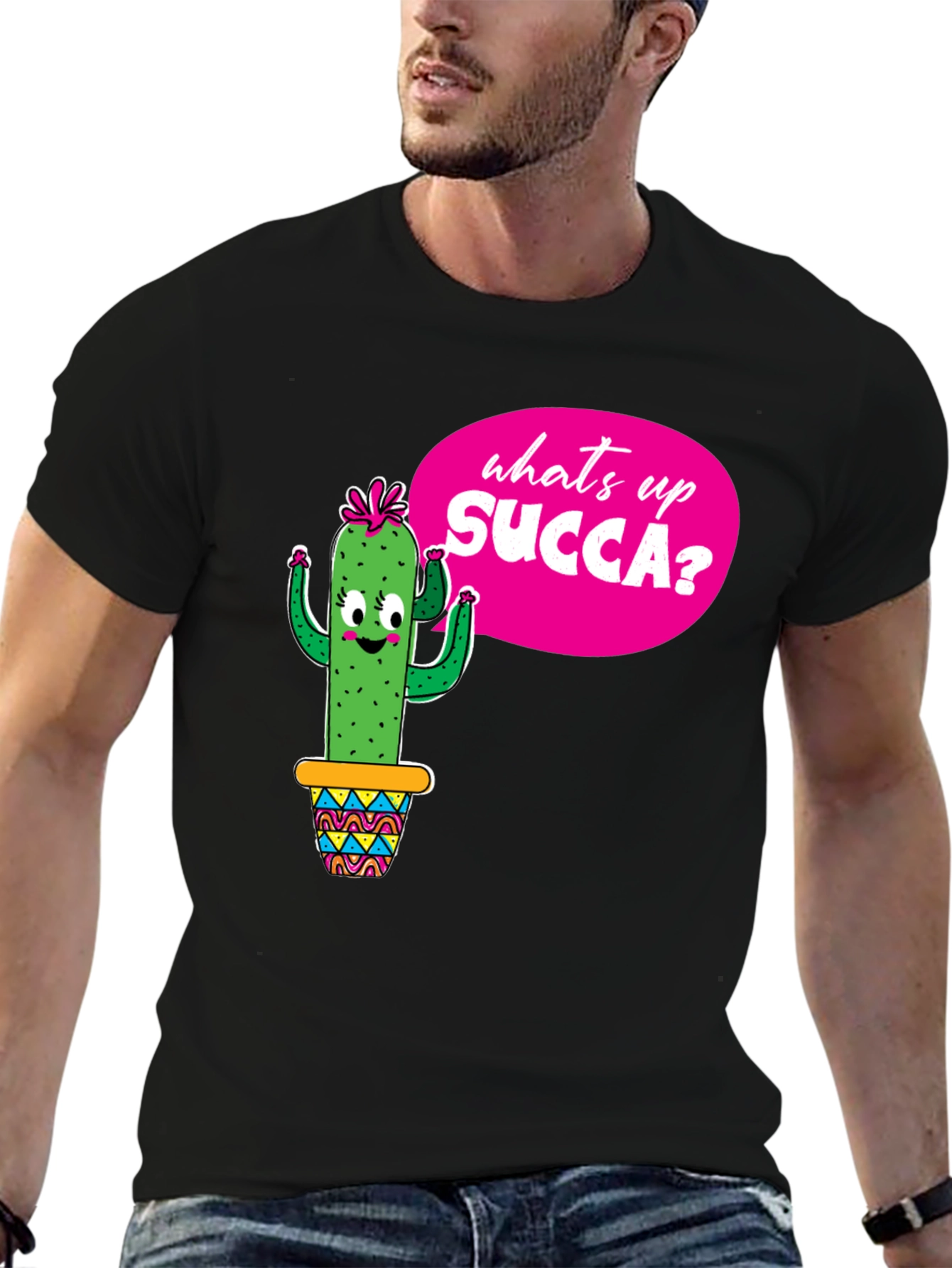 Funny Cactus Whats Up SUCCA? Graphic Tee