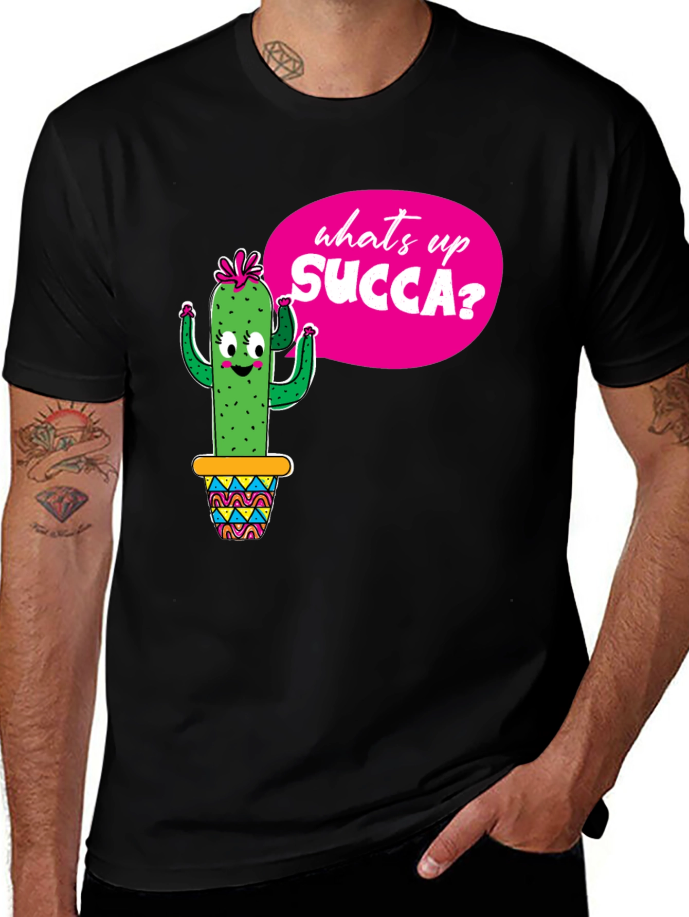 Funny Cactus Whats Up SUCCA? Graphic Tee