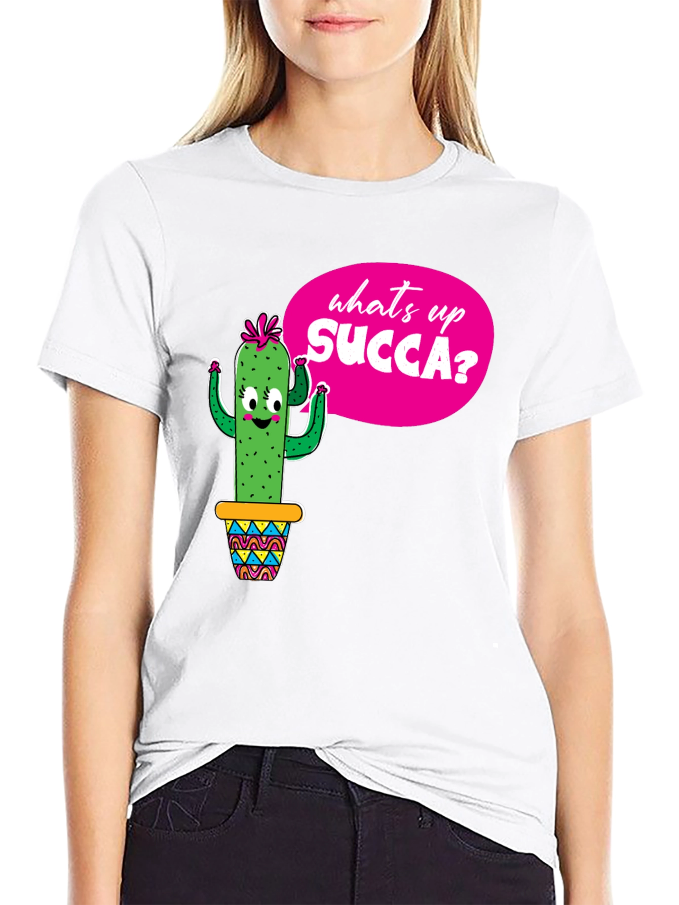 Funny Cactus Whats Up SUCCA? Graphic Tee