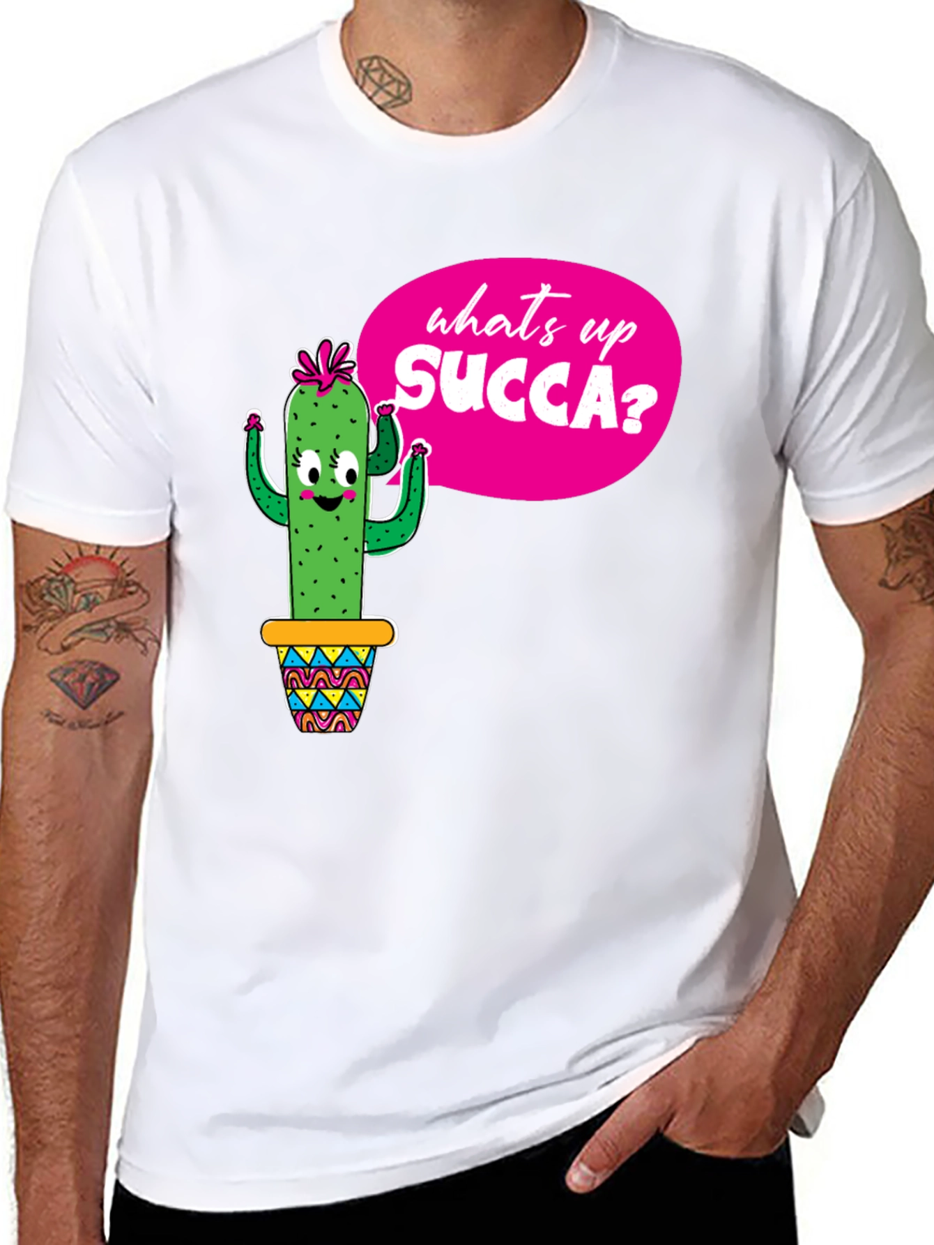 Funny Cactus Whats Up SUCCA? Graphic Tee