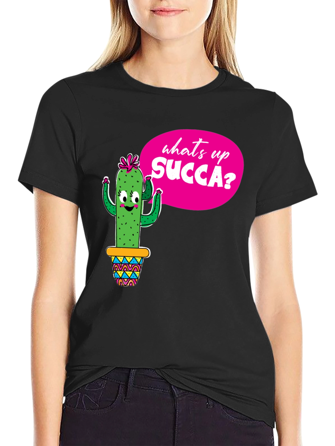 Funny Cactus Whats Up SUCCA? Graphic Tee