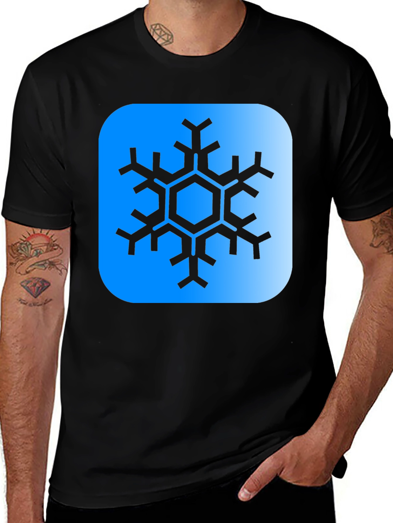 Snowflake Graphic Tee - Black Cotton Blend