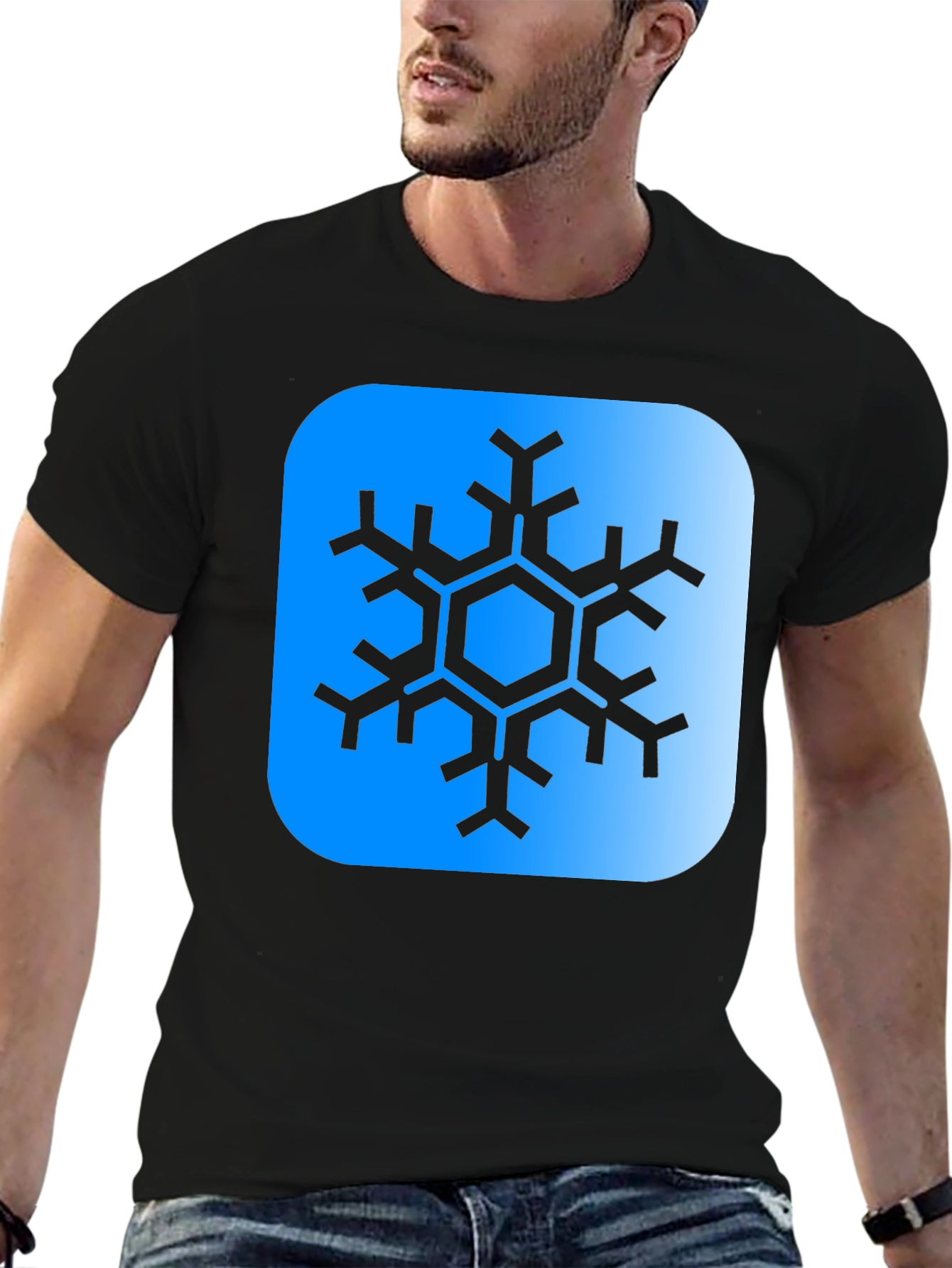Snowflake Graphic Tee - Black Cotton Blend