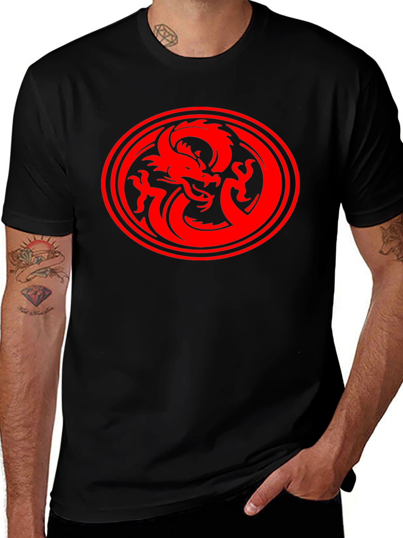 Dragon Circle Graphic Tee - Black