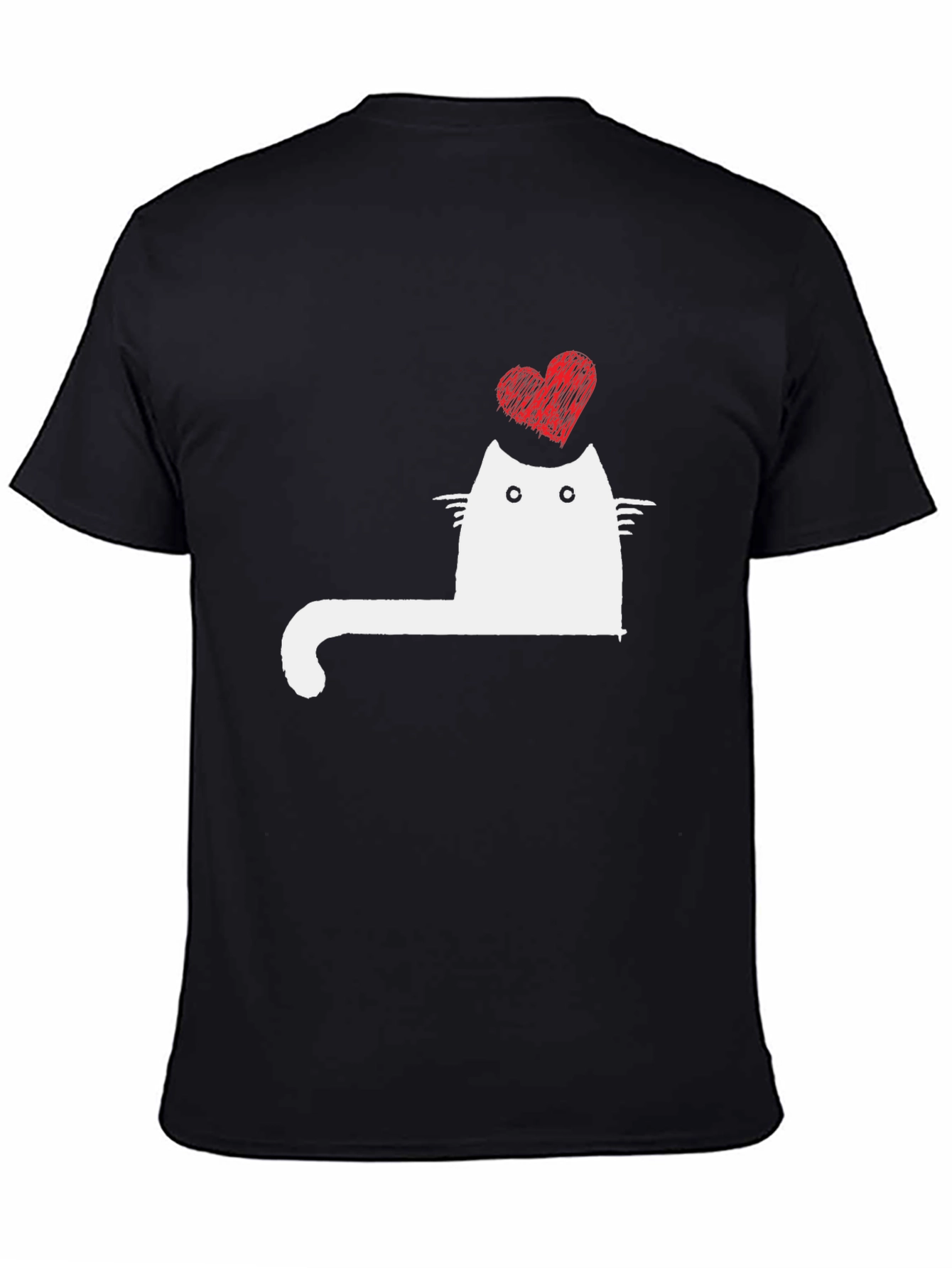 Cat Heart Graphic Tee - Mens Black T-Shirt