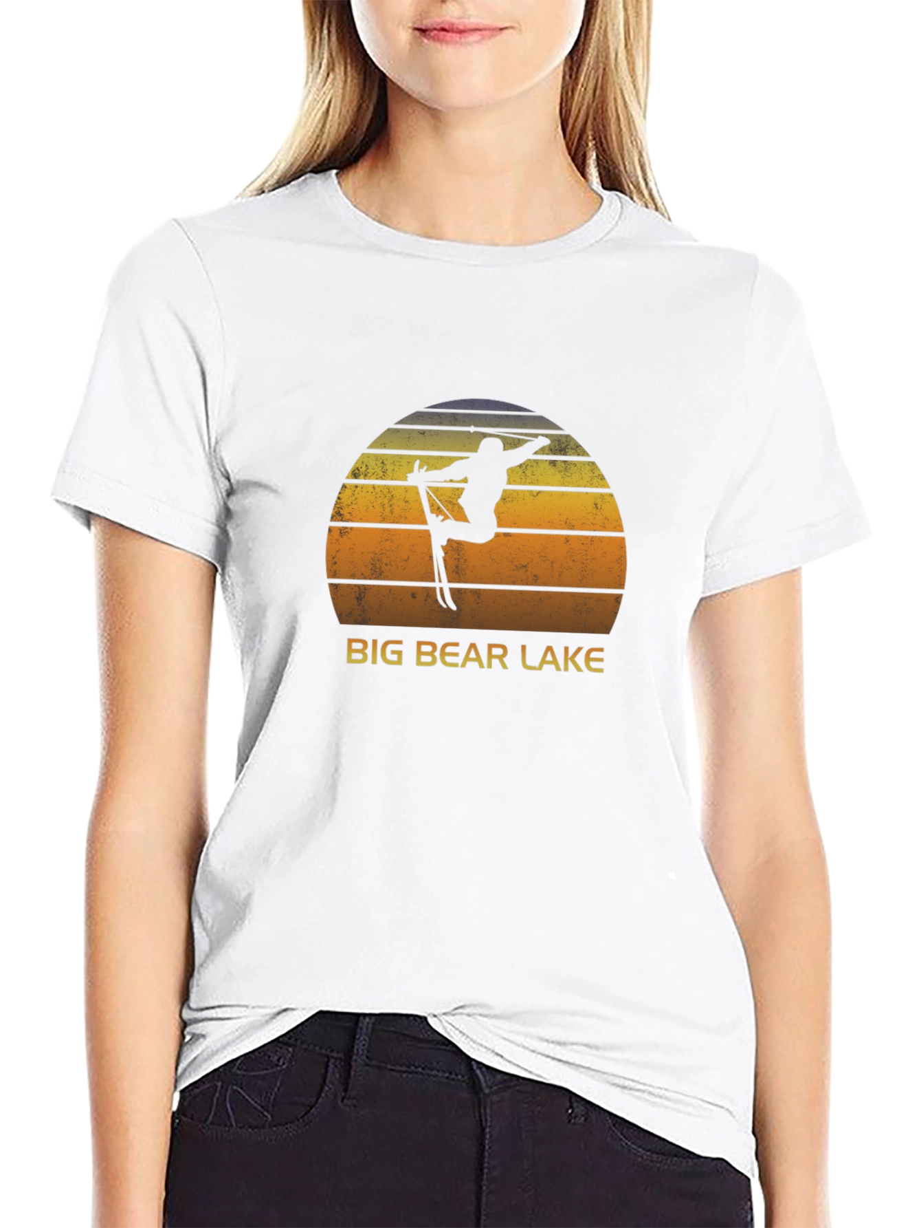 Big Bear Lake Retro Skiing Graphic T-Shirt