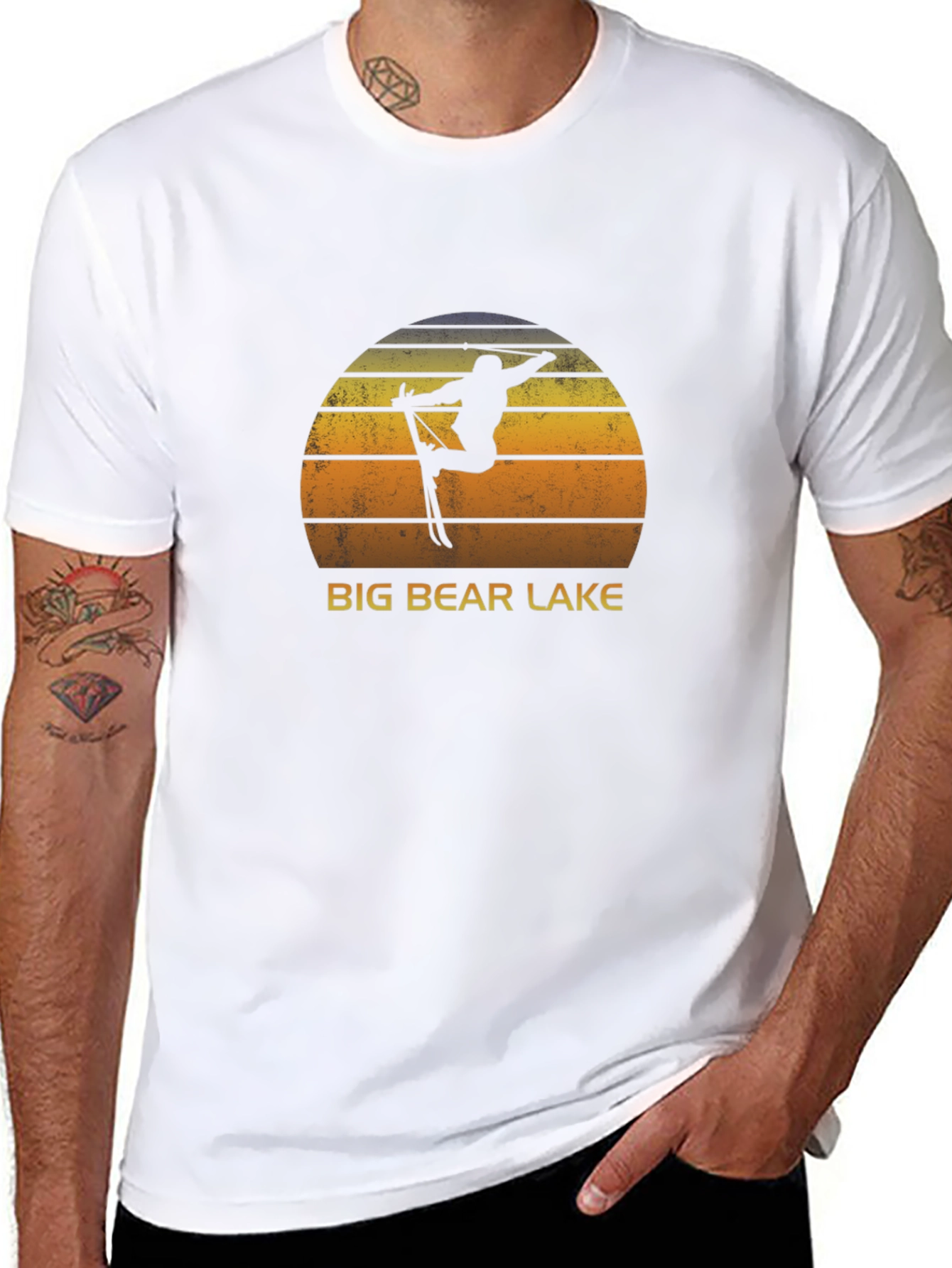 Big Bear Lake Retro Skiing Graphic T-Shirt