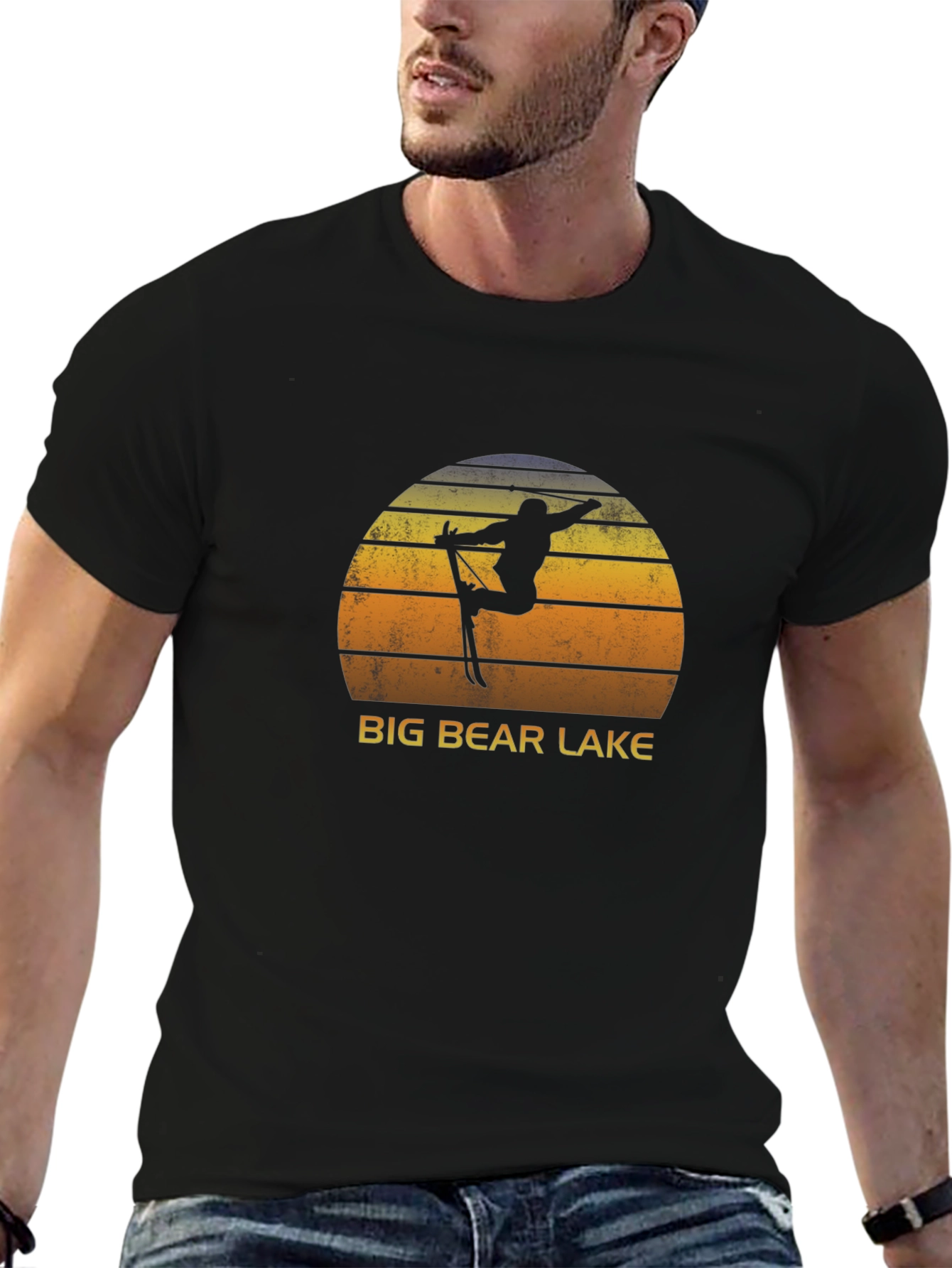 Big Bear Lake Retro Skiing Graphic T-Shirt