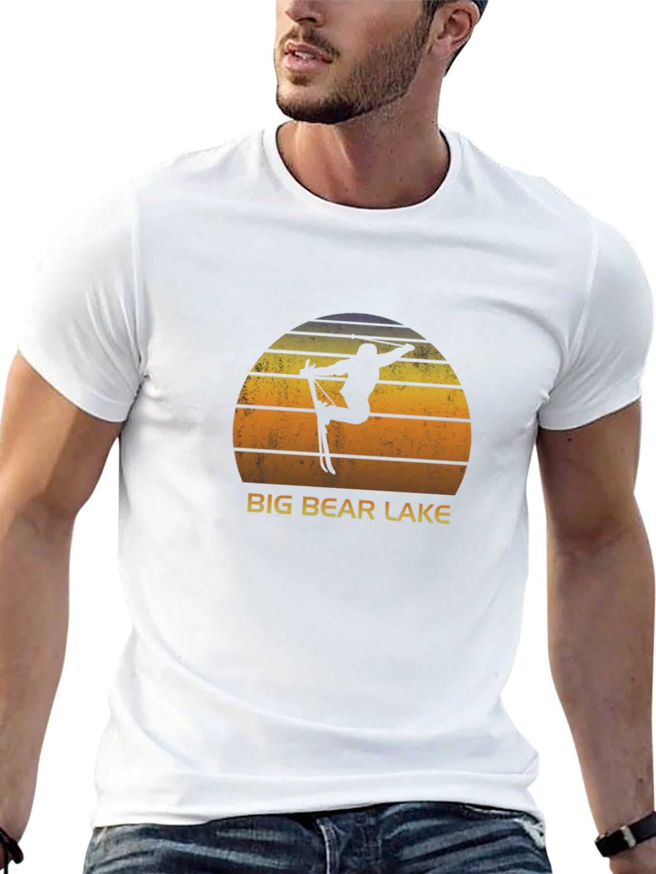 Big Bear Lake Retro Skiing Graphic T-Shirt