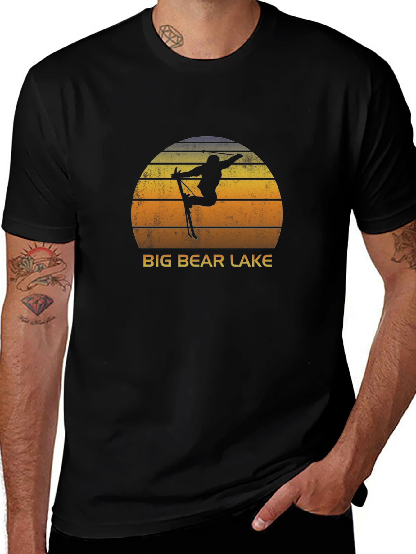 Big Bear Lake Retro Skiing Graphic T-Shirt
